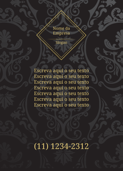 Crie O S Seu S Flyer 105 X 148 Mm A6 Para Cafes Elegante Preto E Dourado Floral